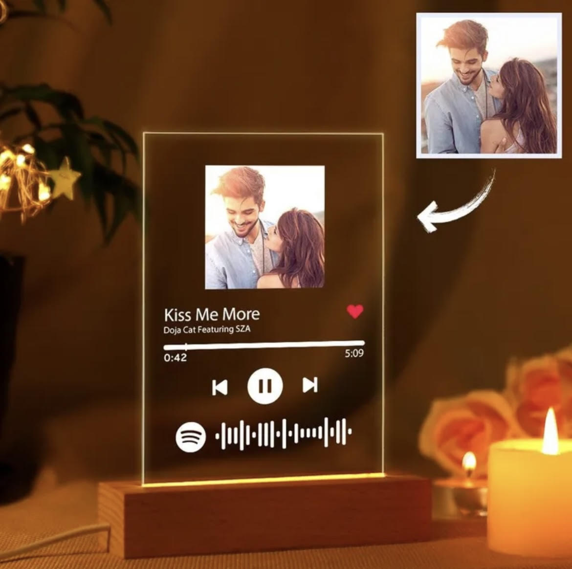 Lámpara cristal personalizada Spotify